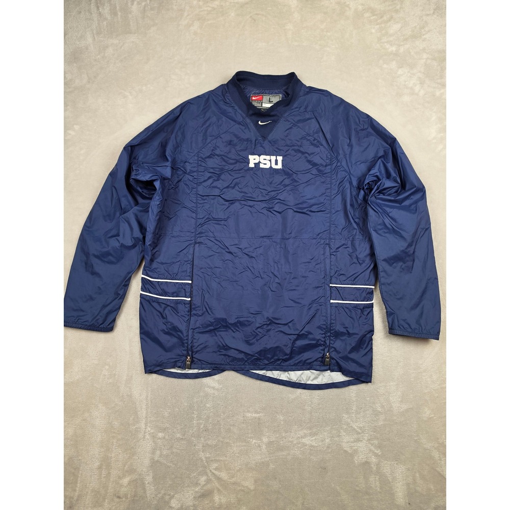 Vintage Nike Windbreaker Pullover Mens L Blue PSU Penn State V-Neck Vented *Read